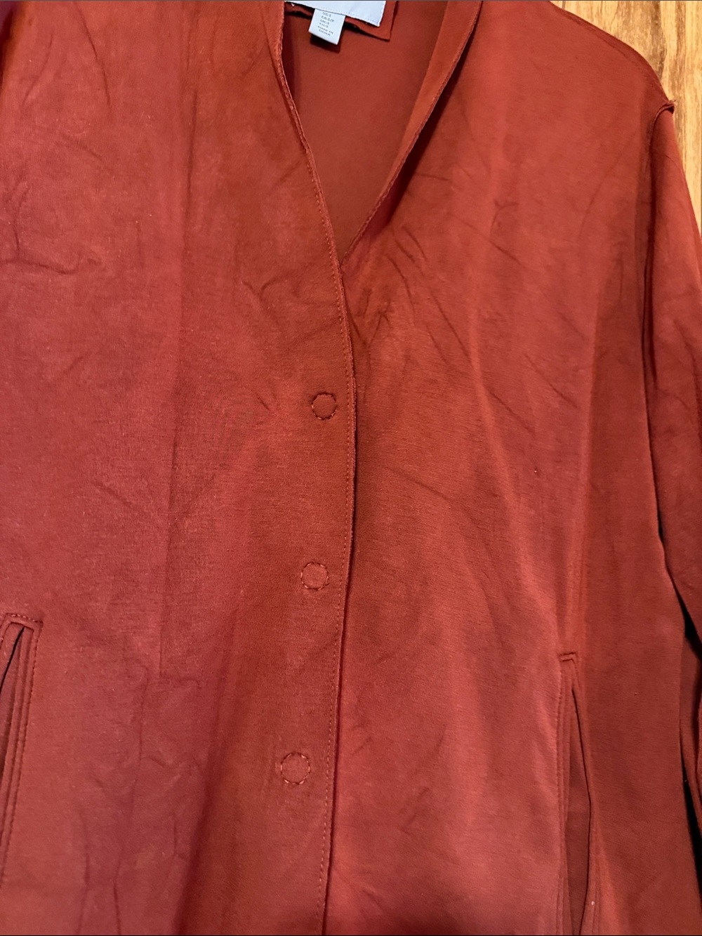 Rust-Red Button-Front Long Blazer - Picture 4 of 5